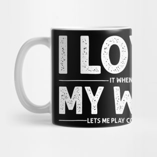 Cool Cornhole Art  Dad Love My Wife Husband Corn Hole Mug